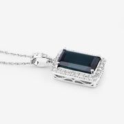 Bids.com 3.55 Carat Genuine Green Tourmaline and White Diamond 14K White Gold Pendant Pendants