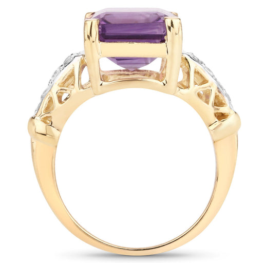 Bids.com 4.83 Carat Genuine Amethyst and White Topaz .925 Sterling Silver Ring Rings