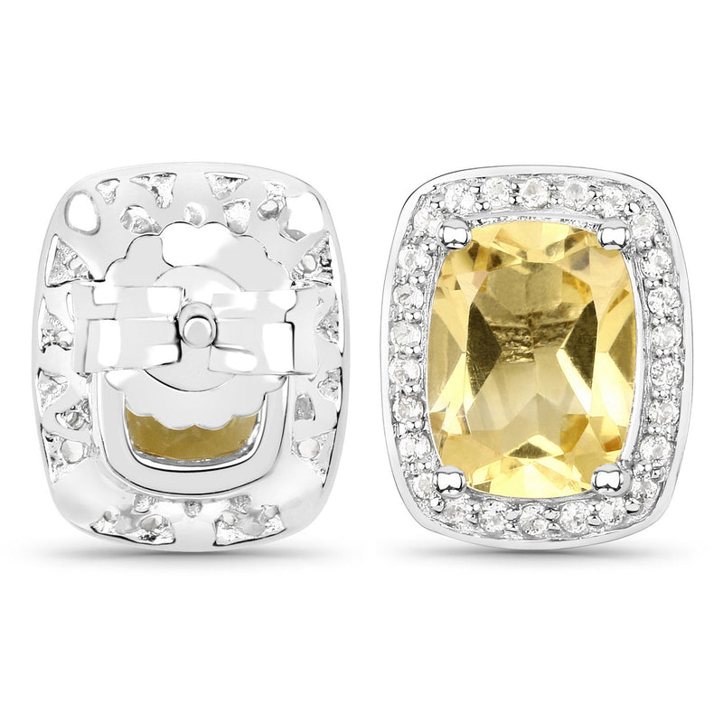 Bids.com 2.81 Carat Genuine Citrine and White Topaz .925 Sterling Silver Earrings Earrings