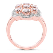 Bids.com 3.06 Carat Genuine Morganite and White Diamond .925 Sterling Silver Ring Rings