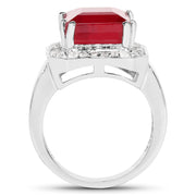 Bids.com 6.36 Carat Glass Filled Ruby and White Topaz .925 Sterling Silver Ring Rings