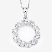 Bids.com 1.10 Carat Genuine Aquamarine and White Topaz .925 Sterling Silver Pendant Pendants