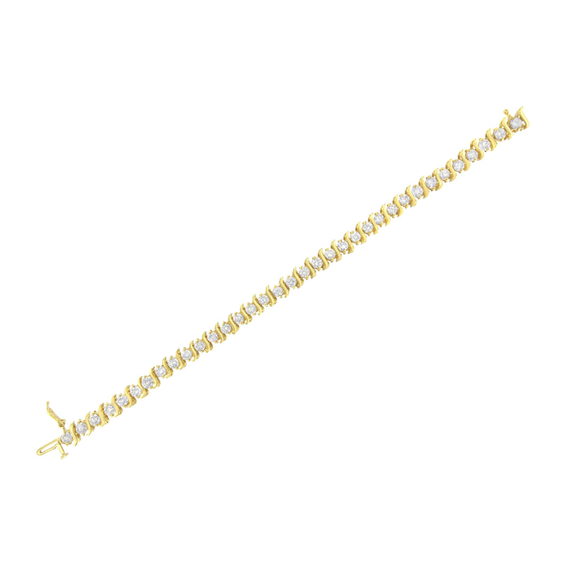 Bids.com 10K Yellow Gold Plated .925 Sterling Silver 7.0 cttw 2-Prong Set Round Brilliant Cut Diamond "S" Link Bracelet (J-K color, I1-I2 clarity) - 7" Bracelets