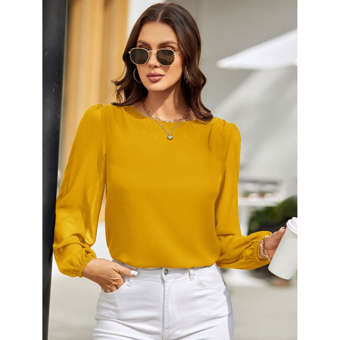 Round Neck Long Sleeve Blouse