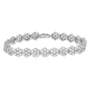 Bids.com .925 Sterling Silver 2.0 cttw Diamond 7 Stone Floral Cluster Link Bracelet (I-J Color, I3 Clarity) -7.25" Bracelets