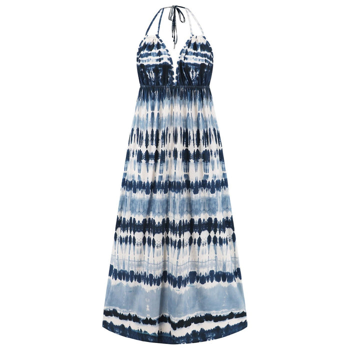 Tie-Dye Halter Neck Sleeveless Dress