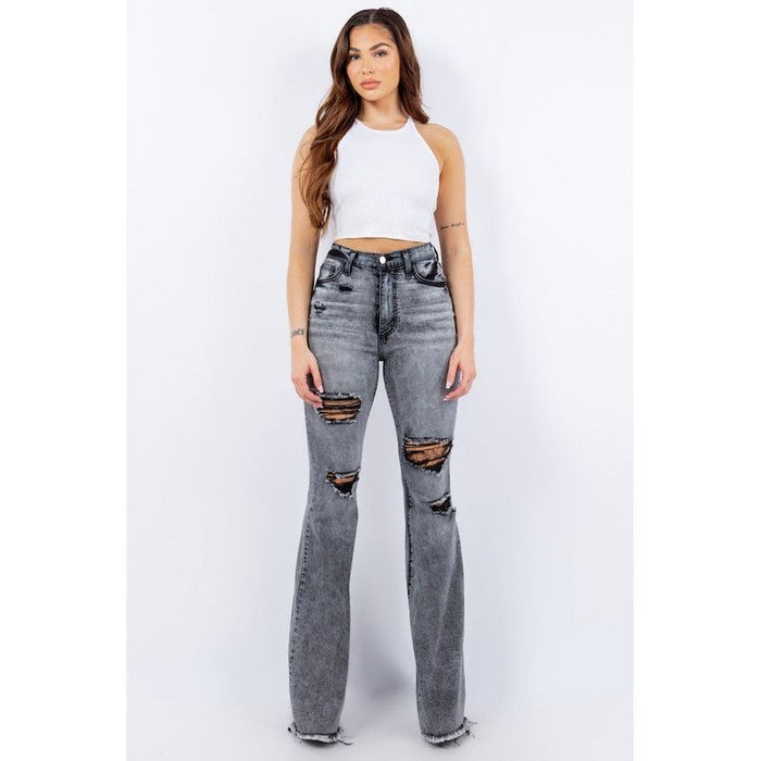 Storm Bell Bottom Jean in Grey