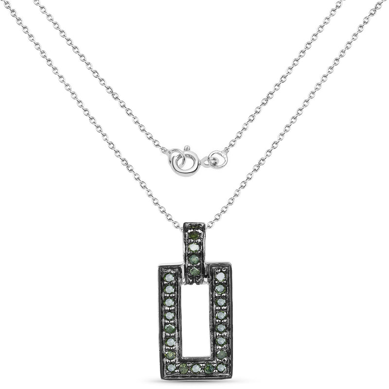 Bids.com 0.36 Carat Genuine Green Diamond .925 Sterling Silver Pendant Pendants