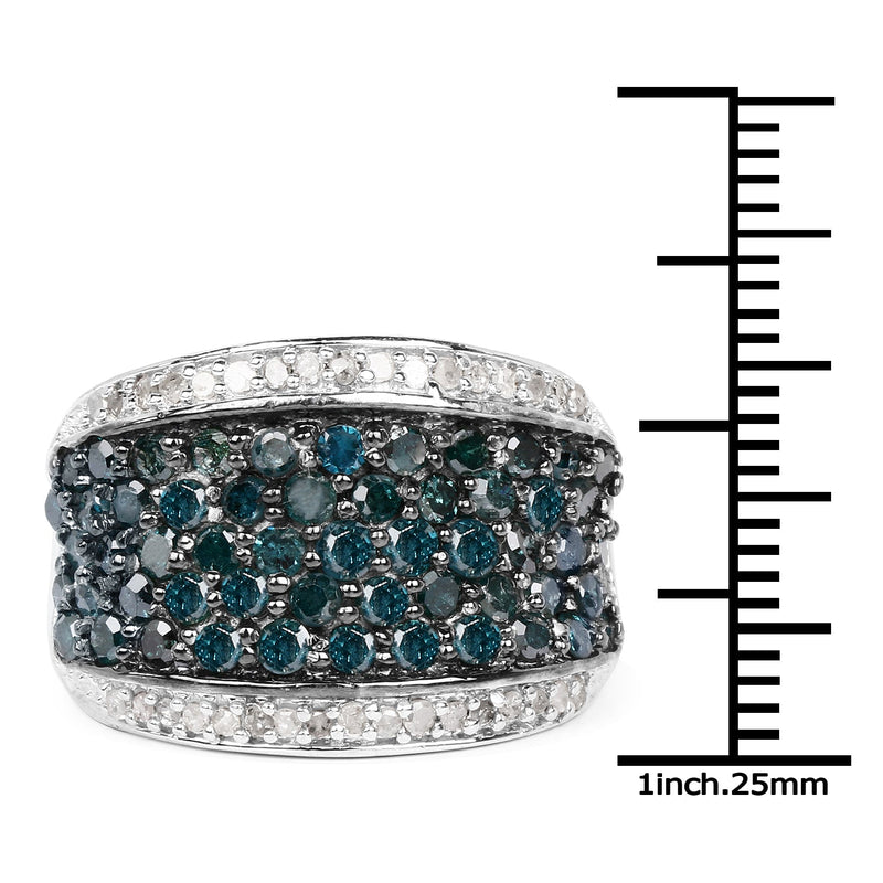 Bids.com 1.38 Carat Genuine Blue Diamond and White Diamond .925 Sterling Silver Ring Rings
