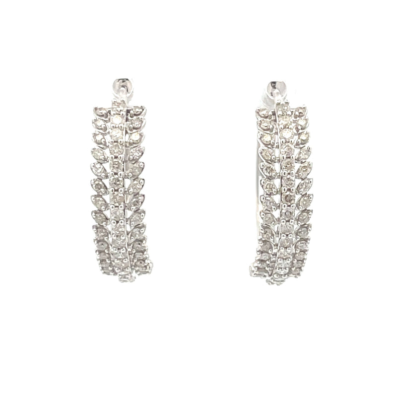 Bids.com 1.02ct Diamond Hoop Earrings 10KT White Gold Earrings