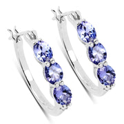 Bids.com 1.99 Carat Genuine Tanzanite and White Diamond .925 Sterling Silver Earrings Earrings