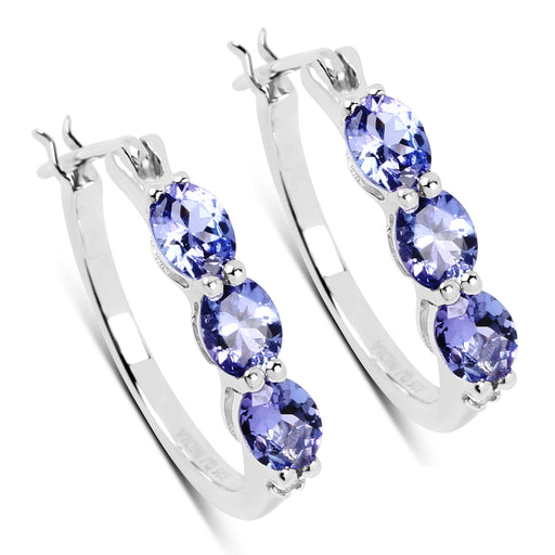 Bids.com 1.99 Carat Genuine Tanzanite and White Diamond .925 Sterling Silver Earrings Earrings
