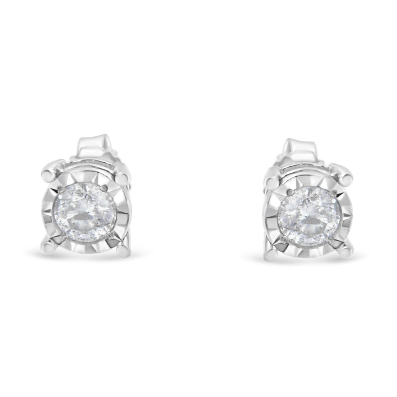 Bids.com .925 Sterling Silver 1/2 Cttw Near Colorless Round Brilliant-Cut Diamond Miracle-Set Stud Earrings (H-I Color, I2-I3 Clarity) Earrings