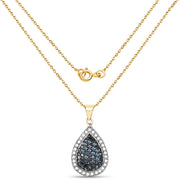 Bids.com 14K Yellow Gold Plated 0.81 Carat Genuine Blue Diamond and White Diamond .925 Sterling Silver Pendant Pendants