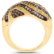 Bids.com 14K Yellow Gold Plated 1.19 Carat Genuine Champagne Diamond and Yellow Diamond .925 Sterling Silver Ring Rings