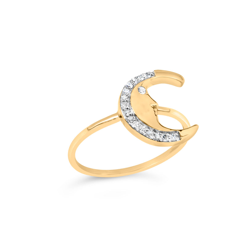 Bids.com 10K Yellow Gold 1/10 Cttw Diamond Crescent Moon Ring (I-J Color, I1-I2 Clarity) - Ring Size 6 Rings