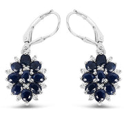 Bids.com 3.94 Carat Blue Sapphire and White Zircon .925 Sterling Silver Earrings Earrings