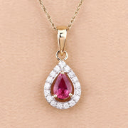 Bids.com 1.03 Carat Genuine Ruby and White Diamond 14K Yellow Gold Pendant Pendants