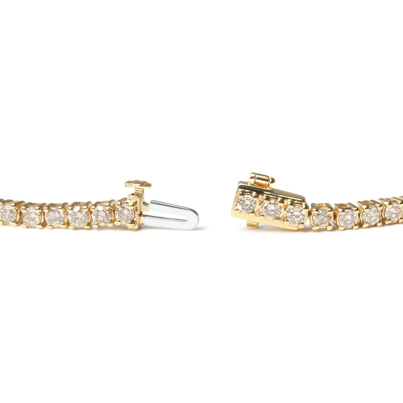 Bids.com 14K Yellow Gold 6.0 Cttw Classic 4 Prong Set Round Brilliant Cut Diamond Tennis Bracelet (K-L Color, VS2-SI1 Clarity) - 7.25" Bracelets