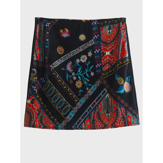 Printed Zip Mini Skirt