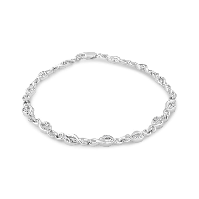 Bids.com .925 Sterling Silver Prong Set Diamond Accent Curved Spiral Link Bracelet (I-J Color, I3 Clarity) - 7.25" Bracelets