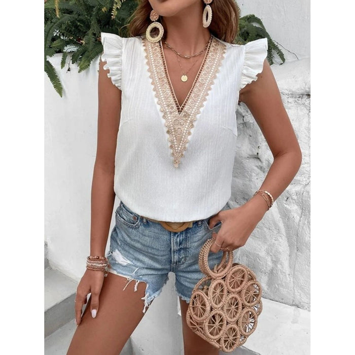 Ruffled V-Neck Tank