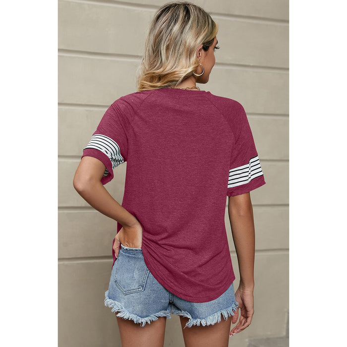 Striped Round Neck Short Sleeve T-Shirt