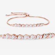 Bids.com 0.89 Carat Genuine Morganite and White Topaz .925 Sterling Silver Bracelet Bracelets