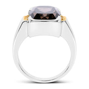 Bids.com Two Tone Plated 5.51 Carat Genuine Smoky Quartz and White Topaz .925 Sterling Silver Ring Rings