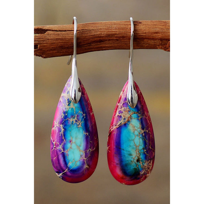 Handmade Teardrop Shape Natural Stone Dangle Earrings