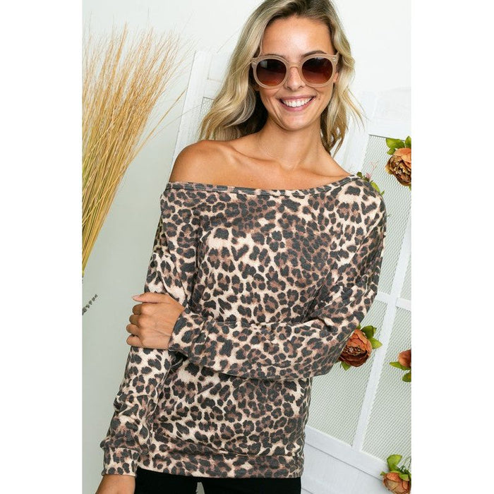 Cheetah One Shoulder Plus Top