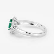 Bids.com 0.86 Carat Genuine Zambian Emerald and White Diamond 14K White Gold Ring Rings