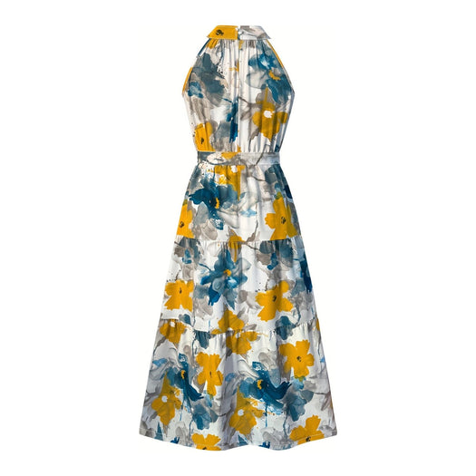 Tiered Printed Mock Neck Sleeveless Dress