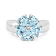 Bids.com 2.58 Carat Genuine Blue Topaz and White Topaz .925 Sterling Silver Ring Rings