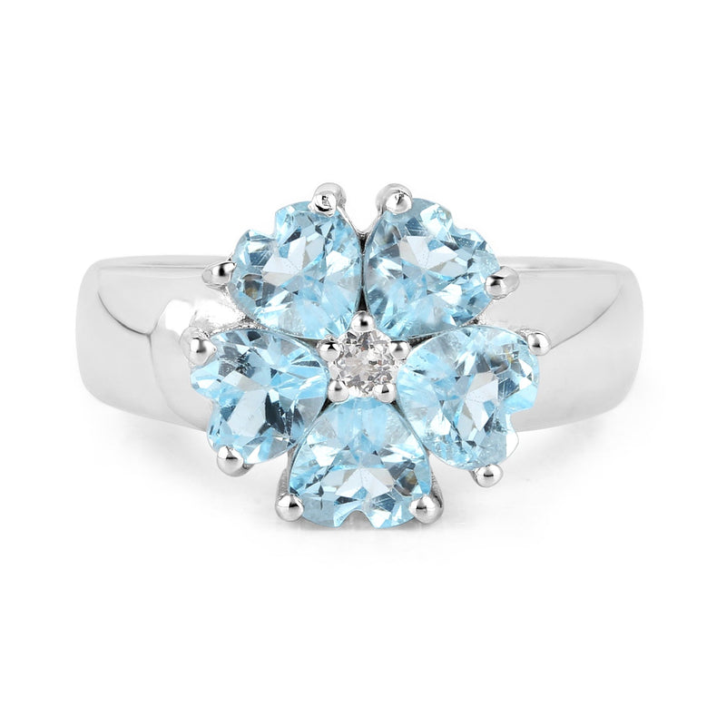 Bids.com 2.58 Carat Genuine Blue Topaz and White Topaz .925 Sterling Silver Ring Rings
