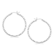 Bids.com Sterling Silver Rhodium Plated Woven Style Polished Hoop Earrings Earrings
