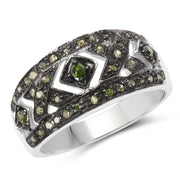 Bids.com 0.27 Carat Genuine Green Diamond .925 Sterling Silver Ring Rings