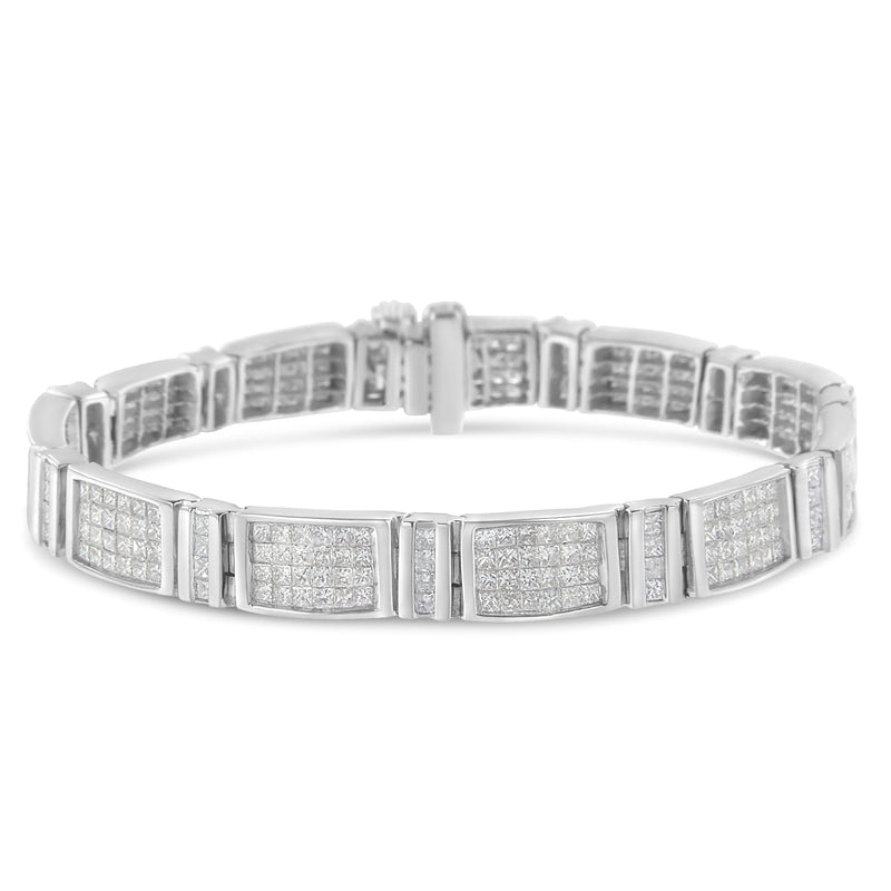 Bids.com 14K White Gold 7.0 Cttw Princess Cut Diamond 7" Alternating Vertical and Horizontal Rectangular Link Tennis Bracelet (H-I Color, SI2-I1 Clarity) Bracelets