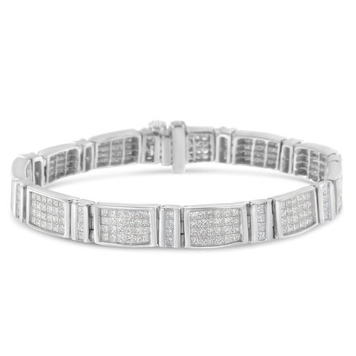 Bids.com 14K White Gold 7.0 Cttw Princess Cut Diamond 7" Alternating Vertical and Horizontal Rectangular Link Tennis Bracelet (H-I Color, SI2-I1 Clarity) Bracelets