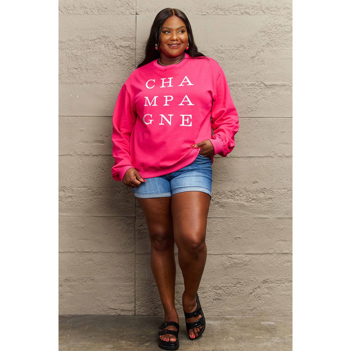 Simply Love CHAMPAGNE Graphic Long Sleeve Sweatshirt