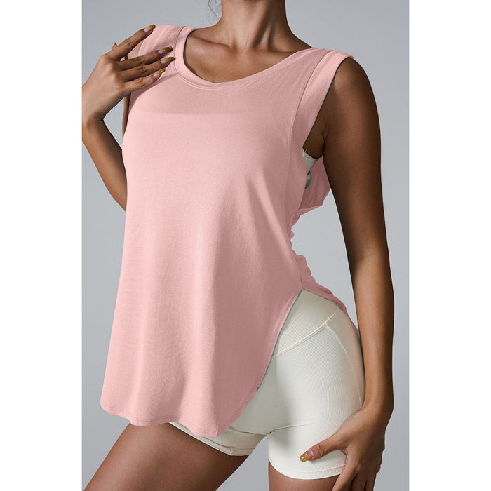 Slit Round Neck Active Tank