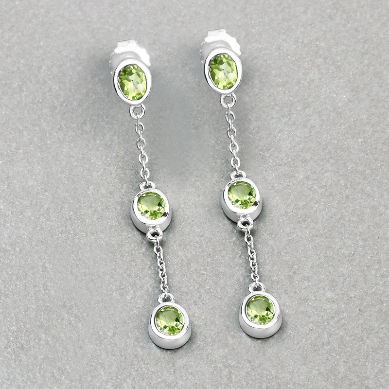 Bids.com 2.10 Carat Genuine Peridot .925 Sterling Silver Earrings Earrings