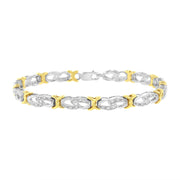 Bids.com 10k Yellow Gold Plated Sterling Silver 1/4 cttw Diamond Infinity and X Link Bracelet (I-J Clarity, I2-I3 Color) - Size 7.25" Bracelets