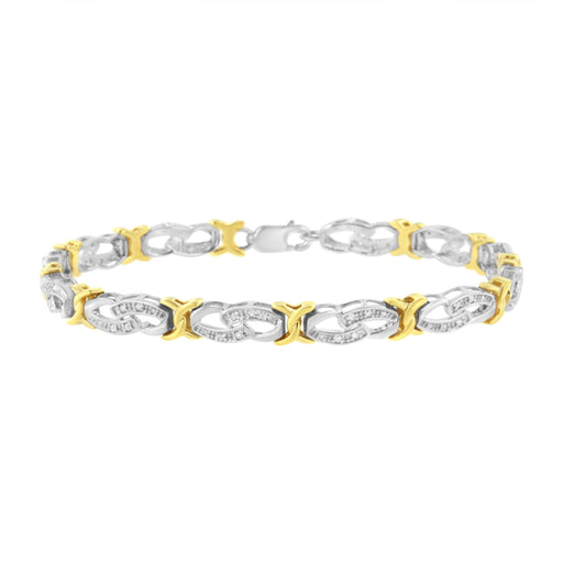Bids.com 10k Yellow Gold Plated Sterling Silver 1/4 cttw Diamond Infinity and X Link Bracelet (I-J Clarity, I2-I3 Color) - Size 7.25" Bracelets