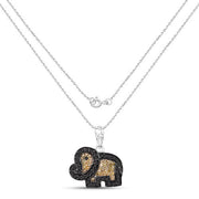 Bids.com 0.89 Carat Genuine Black Diamond and Yellow Diamond .925 Sterling Silver Pendant Pendants