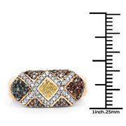 Bids.com 14K Yellow Gold Plated 0.61 Carat Genuine Multi Diamond .925 Sterling Silver Ring Rings