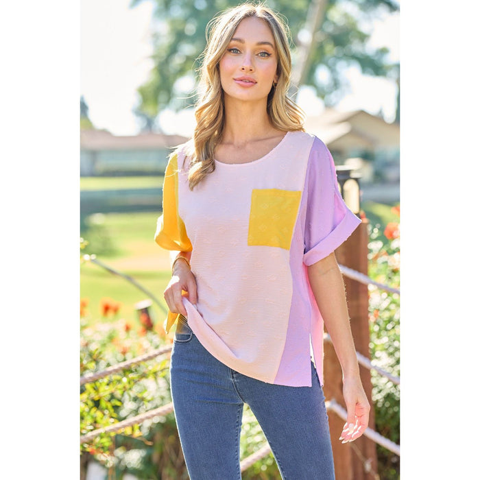 Color Block Short Sleeve Top