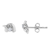 Bids.com .925 Sterling Silver Round Cut Diamond Fashion Stud Earrings (0.10 cttw, I-J Color, I2-I3 Clarity) Earrings
