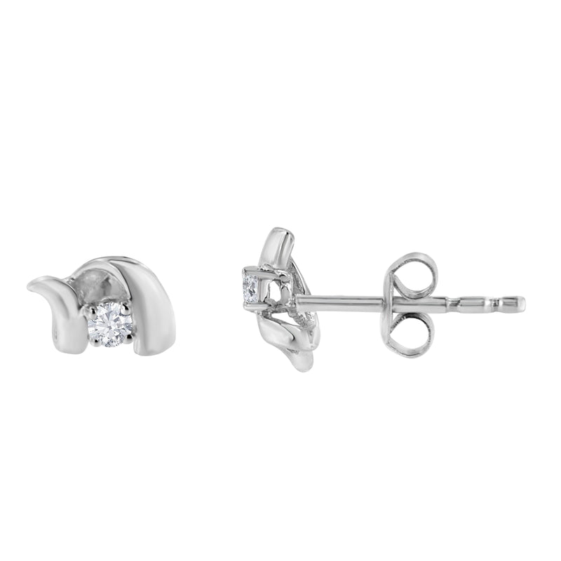 Bids.com .925 Sterling Silver Round Cut Diamond Fashion Stud Earrings (0.10 cttw, I-J Color, I2-I3 Clarity) Earrings