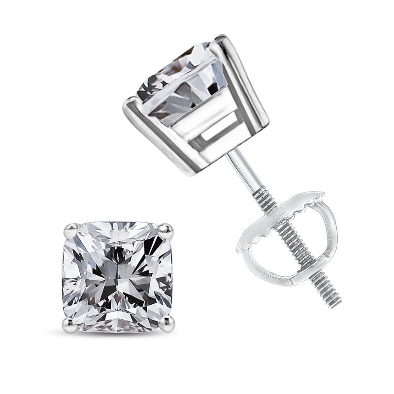 Bids.com 14K White Gold 1 1/2 Cttw Clarity Enhanced Princess Cut Diamond Solitaire Stud Earrings (I-J Color, I1-I2 Clarity) Earrings